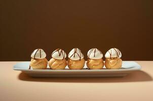 minimalista Profiteroles pasteles generativo ai foto