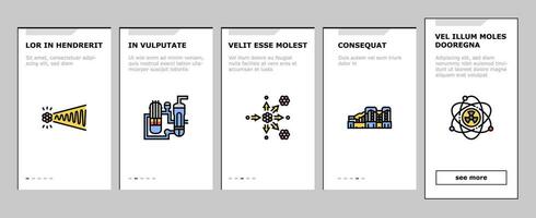 nuclear engineer energy power onboarding icons set vector