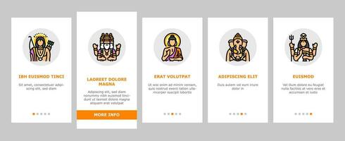 god indian hindu lord krishna onboarding icons set vector