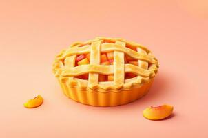 Peach 3D Pie. Generative AI photo