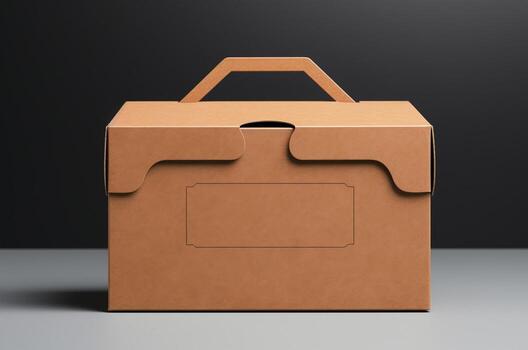 Mockup craft box with handle front view. Generative AI photo