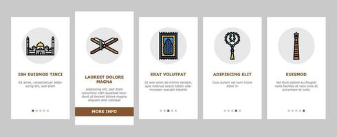 ramadan islam muslim eid arabian onboarding icons set vector