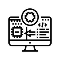 microcontroller programming electronics line icon vector illustration