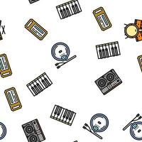 retro music vintage style vector seamless pattern