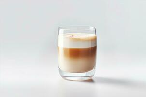 Latte in a glass glass. Cappuccino in a transparent glass. Generative AI photo