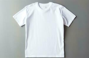 White T shirt mockup top view photo