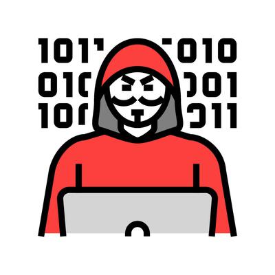 anonymous attacker cyberbullying color icon vector illustration