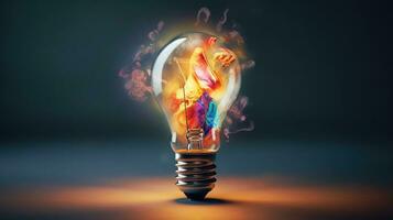 Unique Creative idea concept with light bulb made out of paint photo