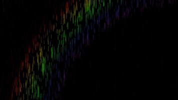 colorato aspetto di un' arcobaleno su acqua pioggia su un' nero sfondo strato per copertura 4k. video