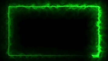Animé vert néon Cadre frontière isolé sur noir Contexte. futuriste laser lumière effet bannière video