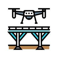 bridge inspection drone color icon vector illustration