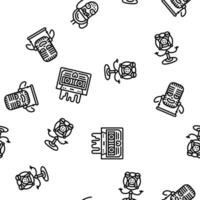 retro music character vector seamless pattern