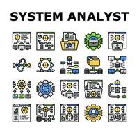 sistema analista datos íconos conjunto vector