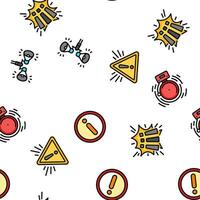 alert attention signal caution vector seamless pattern