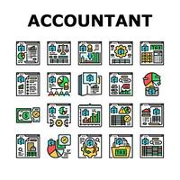 accountant tax office icons set vector