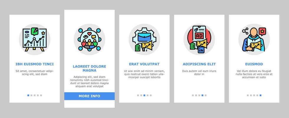 social media marketing onboarding icons set vector