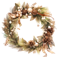 Watercolor Christmas wreaths. Holiday wreaths Clipart, Cozy Winter Clipart. png