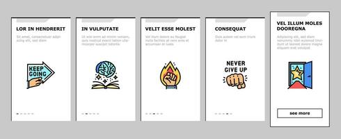 motivation succes challenge onboarding icons set vector