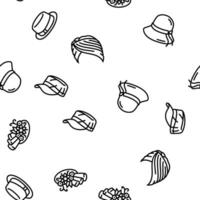 hat cap female fashion vector seamless pattern