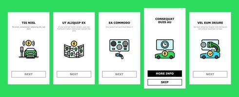 electric vehicle charging station onboarding icons set vector