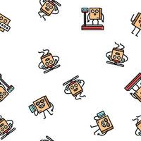 cardboard character box package vector seamless pattern