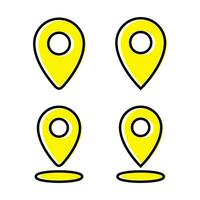 Map pin location icon vector with black outline. Navigation pins sign symbol