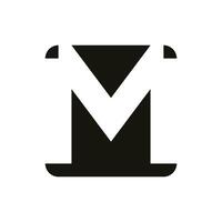 square negative space letter M logo design concept isolated on white background. vector