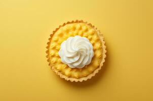 Pineapple tart with cream top view. Generative AI photo