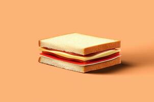 Minimalistic sandwich with vegetables, sausage and cheese. Generative AI photo