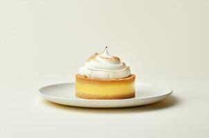 Minimalist lemon meringue tart. Generative AI photo