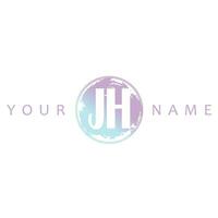 J h inicial logo acuarela vector diseño