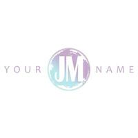 JM Initial Logo Watercolor Vector Design