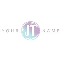 JT Initial Logo Watercolor Vector Design