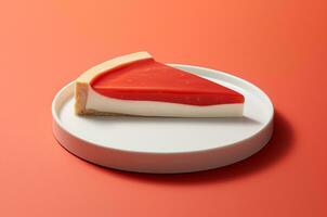 Vanilla tart with strawberry jelly layer. Generative AI photo