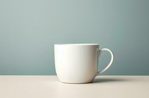 White mug mockup. Glass with coffee side view photo