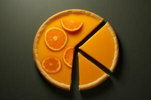 Orange pie top view. Generative AI photo