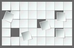 Square paper shape vector in black and white with three dimensional shadow gradient. suitable for background design.