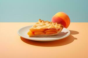 Piece of peach pie. Generative AI photo