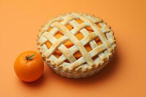 Tangerine pie top view. Generative AI photo