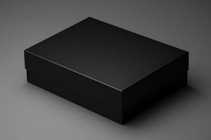 Mockup black box on gray background top view. Generative AI photo