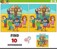 differences activity with funny cartoon pupils and students vector