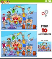 differences activity with cartoon sport athletes characters vector