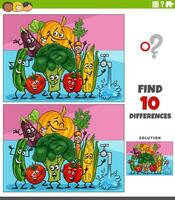 differences activity with cartoon vegetable characters vector