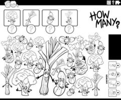 how many activity with cartoon vegetables coloring page vector