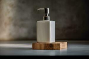 A detailed closeup of a minimalist soap dispenser Generative AI photo