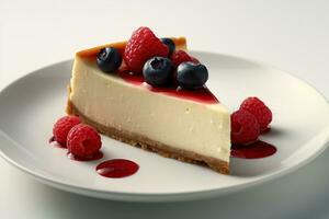 Indulge in a slice of creamy New York cheesecake Generative AI photo