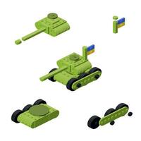 Concept with armored personnel carrier in isometric style for print and design.Vector illustration. vector