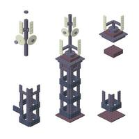 Concept with a mobile phone tower in isometric style for printing and design.Vector illustration. vector