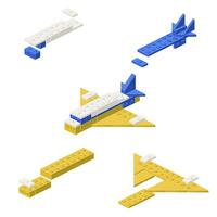 Concept with an airplane in isometric style for printing and design.Vector illustration. vector