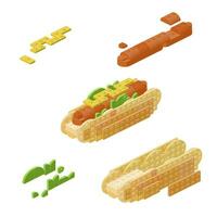 Hot dog concept in isometric style for printing and design.Vector illustration. vector